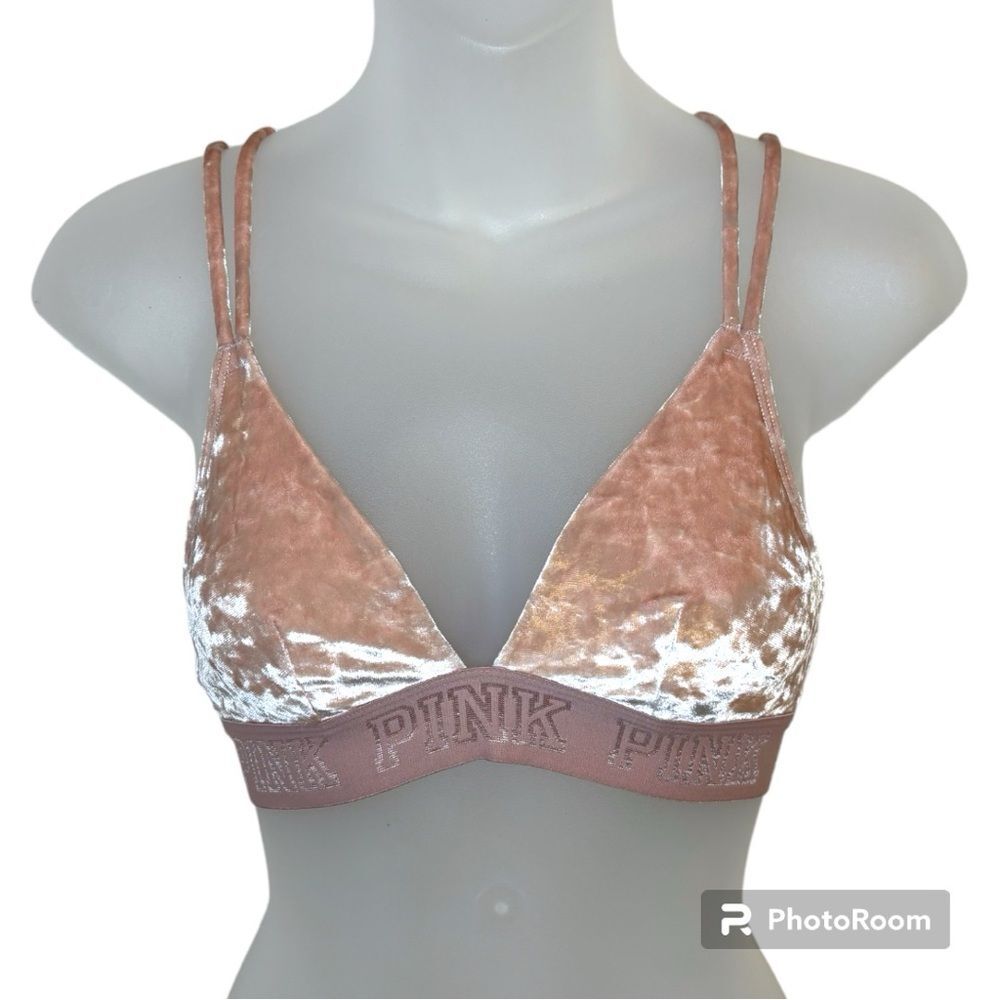 PINK Victoria’s Secret Pink Velvet Unlined Bralette Size XS